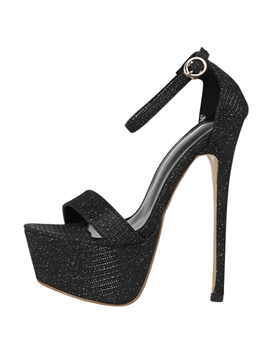 Sequined Stiletto Open Toe Sandals For Women -, High Heels , Drestiny , 10, 11, 12, 13, 3, 4, 5, 6, 7, 8, 9, Black, FR, Heels, High Heels, Sandals, Stilettos, United Kingdom, United States , Drestiny , www.shopdrestiny.com